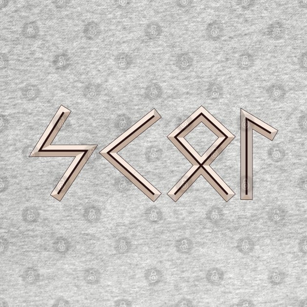 Skol in Futhark Runes - Chiseled and Underlit in Bone and Burnt Wood by SolarCross